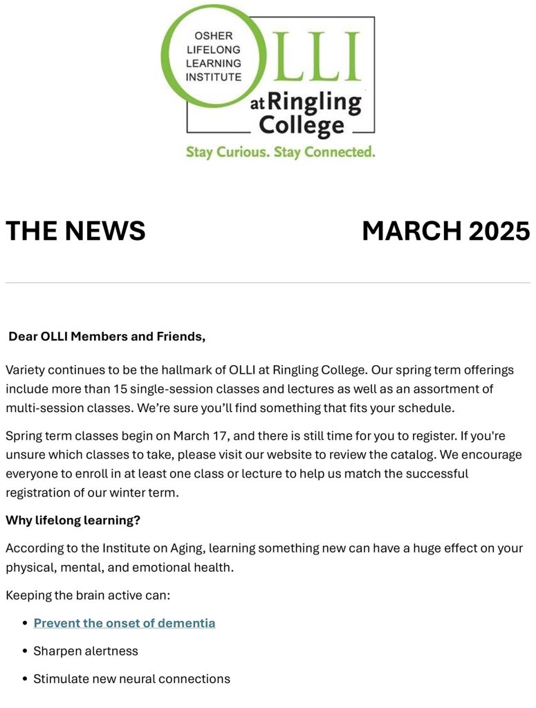 OLLI March 2025 Newsletter